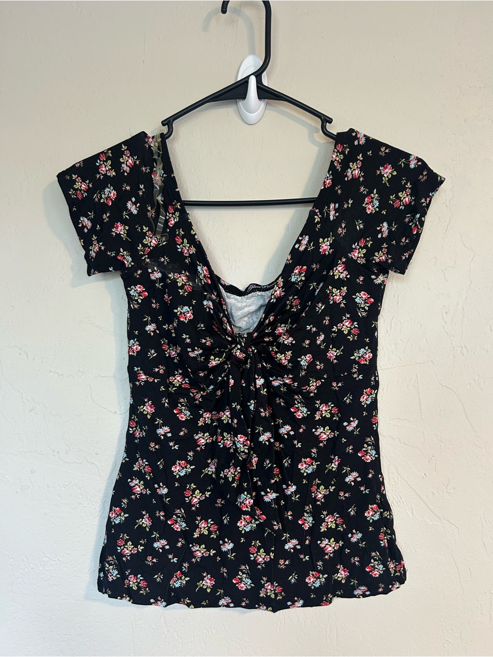 Women’s Glow Passion Short Sleeve Floral Blouse Black S/M (1919)